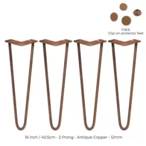 SkiSki 4 X Hairpin Leg - 16 - Antique Copper - 2 Prong - 12M