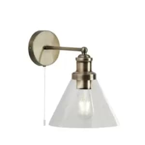 Searchlight Lighting - Searchlight Pyramid - 1 Light Wall Antique Brass, Glass Shade, E27