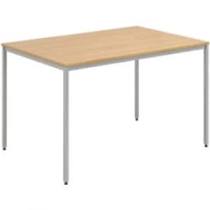Dams International Rectangular Meeting Room Table with Oak Coloured MFC Top and Silver Frame Flexi 1200 x 800 x 725mm