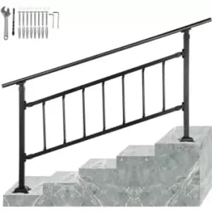 VEVOR Outdoor Stair Railing, Fits for 1-4 Steps Transitional Wrought Iron Handrail, Adjustable Exterior Stair Railing, Handrails for Concrete Steps