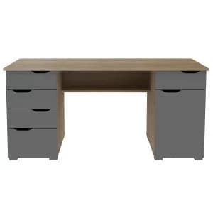 Alphason Kentucky Light Oak Effect Desk with Grey Gloss Drawer Fronts