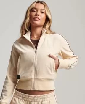 Superdry Womens Code S Logo Velour Track Top Cream / Tapioca - Size: 12