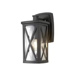 Luminosa Lighting - Down Criss Cross Wall Lamp, 1 x E27, IP54, Anthracite, Clear Glass
