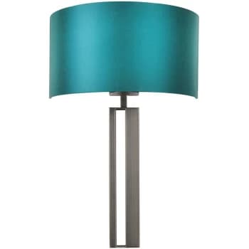 Merano Lighting - Merano Macerata Wall Lamp Brushed Bronze Plate & Teal Satin Fabric
