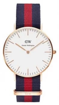 Daniel Wellington Unisex Classic Oxford 36mm Rose Gold Blue Watch