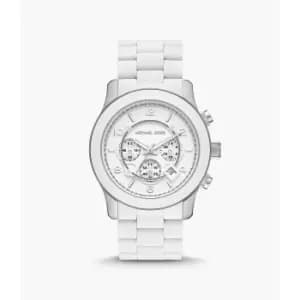 Michael Kors Mens Runway Chronograph Silicone-Wrapped Stainless Steel Watch - White