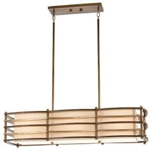 3 Light Pendant Bar Island Chandelier Light Bronze, Beige, E27