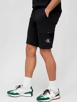 Calvin Klein Jeans Monologo Badge Jersey Shorts - Black, Size L, Men