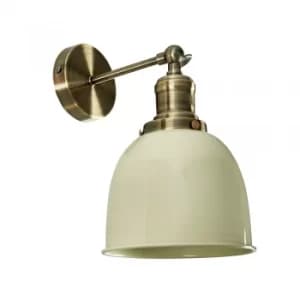 Wilhelm Antique Brass Style Wall Light with Cream Shade