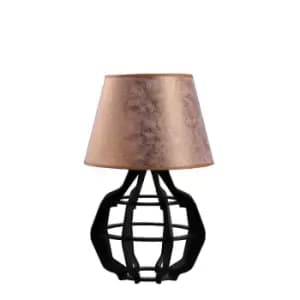 Bento Table Lamp With Round Tapered Shade Black, Copper, 30.5cm, 1x E27
