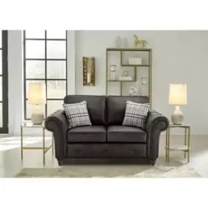 Oakana Luxury Leather 2 Seater Sofa - Black - Black