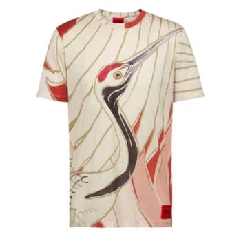 Hugo Japanese Crane Print T-Shirt - Multi