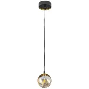 Schuller Dark Globe Pendant Ceiling Light Black, Brass, Amber, G9
