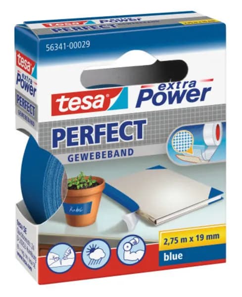 tesa PERFECT 56341-00029-03 Cloth tape tesa extra Power Blue (L x W) 2.75 m x 19mm 56341-00029-03
