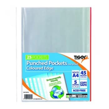 Punched Pockets Recycled Coloured Edge Pack of 10 302342