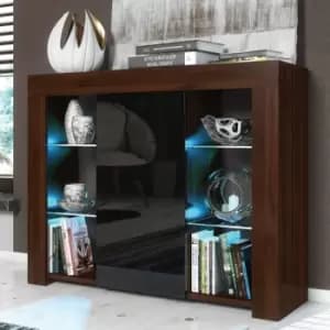 Modern Sideboard Display Cabinet Cupboard tv Stand Living Room High Gloss Doors - Walnut & Black - Walnut & Black