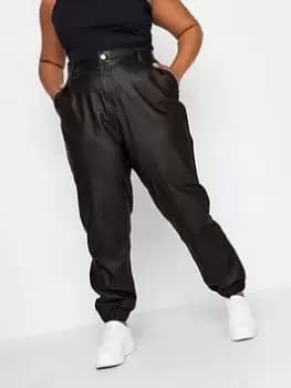 Yours Coated Cargo Trouser. Black, Size 16, Women