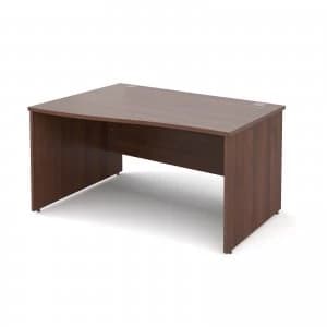 Maestro 25 PL Left Hand Wave Desk 1400mm - Walnut Panel Leg Design