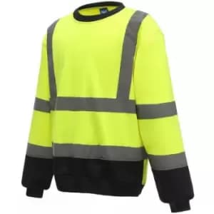 Unisex Adult Hi-Vis Sweatshirt (s) (Yellow/Navy) - Yellow/Navy - Yoko