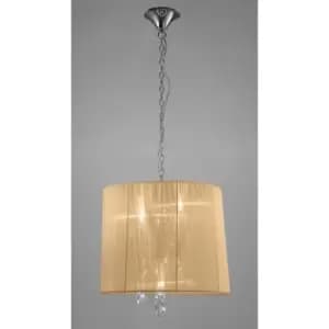 Tiffany pendant lamp 3+3 E14+G9 bulbs, polished chrome with bronze shade & transparent crystal