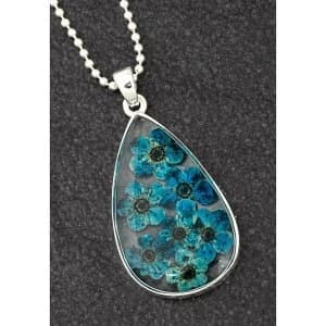 Eternal Flowers Teardrop Large Blue Necklace