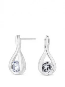 Simply Silver Sterling Silver Cubic Zirconia Solitaire Twist Drop Earrings
