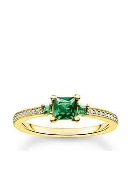 Thomas Sabo Ring with Green and White Stones, Green Size M Women