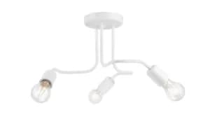 Charlie Multi Arm Semi Flush Ceiling Light White, 3x E27