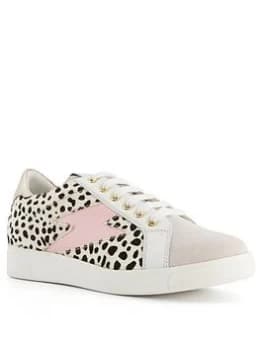 Dune London Energised Leather Lightening Bolt Trainer - Black/white, Black/White, Size 39, Women