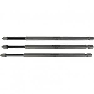 Faithfull Pozidriv Impact Screwdriver Bits PZ2 150mm Pack of 3