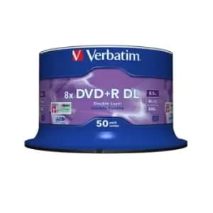 Verbatim DVD+R Double Layer 8x Matt Silver 50pk Spindle