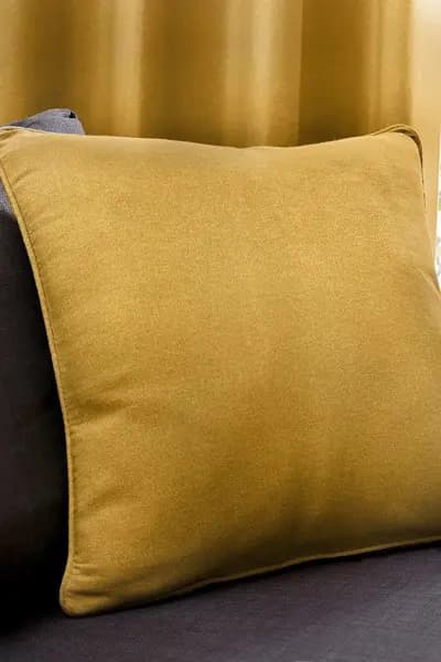 Fusion 'Sorbonne' Luxury Plain Dyed Filled Cushion 100% Cotton Mustard