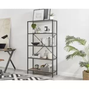 Furniturebox Ashton Box Shelf Unit Black Metal and Wood Modern Chich Industrial Melamine Living Room Bedroom Office