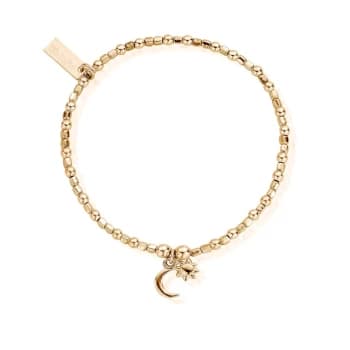 ChloBo GBCFB1097 Gold Tone Mini Cube Dainty Moon & Sun Bracelet