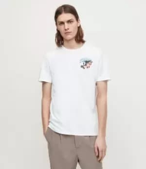 AllSaints Mens Pitch Brace Crew T-Shirt, Optic White, Size: M