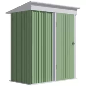 Outsunny 5'x3'x6' Metal Garden Shed Roofed Lean-to Shed for Tool Motor Bike, with Adjustable Shelf, Lock, Gloves, Green