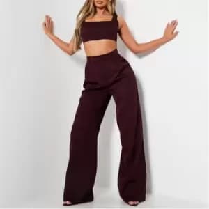 I Saw It First Woven Wide Leg Tailored Trousers - Red