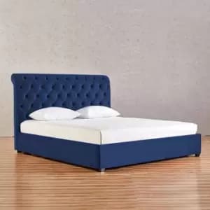 Kelist Upholstered Beds - Plush Velvet, King Size Frame, Blue - Blue