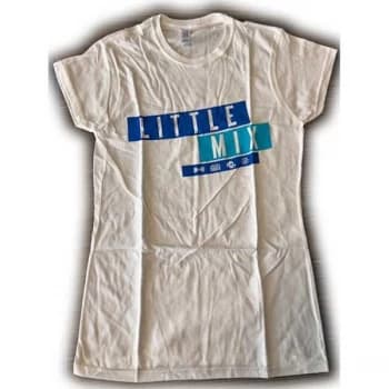 Little Mix - Dark Multi Blue Logo Ladies Medium T-Shirt - White