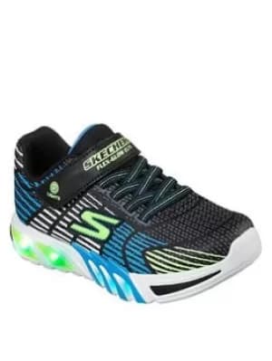Skechers SKECHERS FLEX-GLOW ELITE LIGHT UP BOYS TRAINERS, Blue/Lime, Size 2 Older