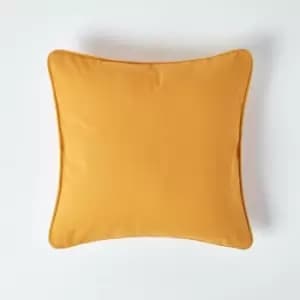 Cotton Plain Mustard Yellow Cushion Cover, 30 x 30cm - Yellow - Homescapes