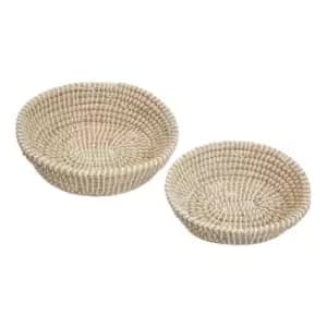 Interiors by PH Oval Straw Baskets, Natural/White, Set Of 2