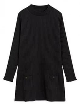 Mango Girls Ribbed Knitted Dress - Black
