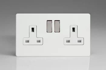 Varilight 2 Gang 13A Double Pole Switched Socket with Metal Rockers - XDQ5WS
