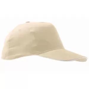 SOLS Unisex Sunny 5 Panel Baseball Cap (ONE) (Beige/White)