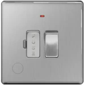 BG Brushed Steel 13A Switched Fused Connection Unit with Neon & Flex Outlet - Steel Grey