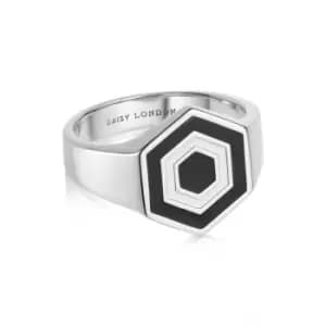 Rings 925 Sterling Silver Enamel Hexagon Signet Ring Sterling Silver