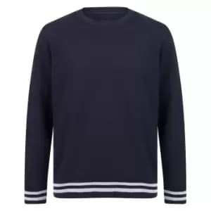 Front Row Unisex Adults Striped Cuff Sweatshirt (L) (Navy/Heather Grey)