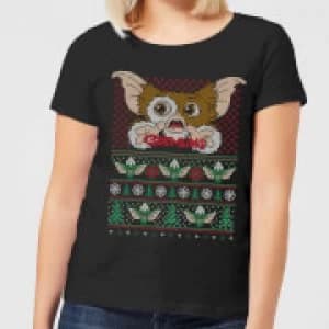 Gremlins Ugly Knit Womens Christmas T-Shirt - Black