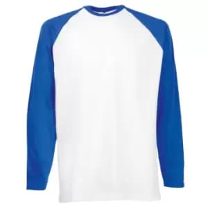 Fruit Of The Loom Mens Long Sleeve Baseball T-Shirt (XL) (White/Royal Blue)